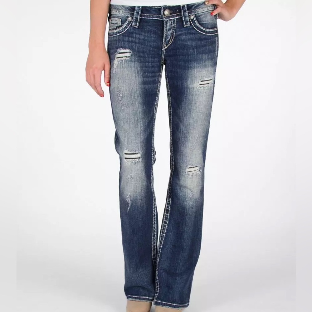 SILVER JEANS Pioneer Distressed Jeans